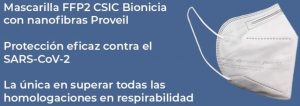 Mascarilla contra la Covid-19 fabricada en España por CSIC y Bioinicia